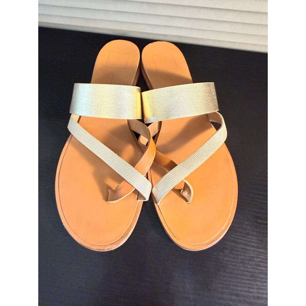 Dolce Vita Paddy Gold Metallic Toe Loop Slide Sandals Women’s Size 10